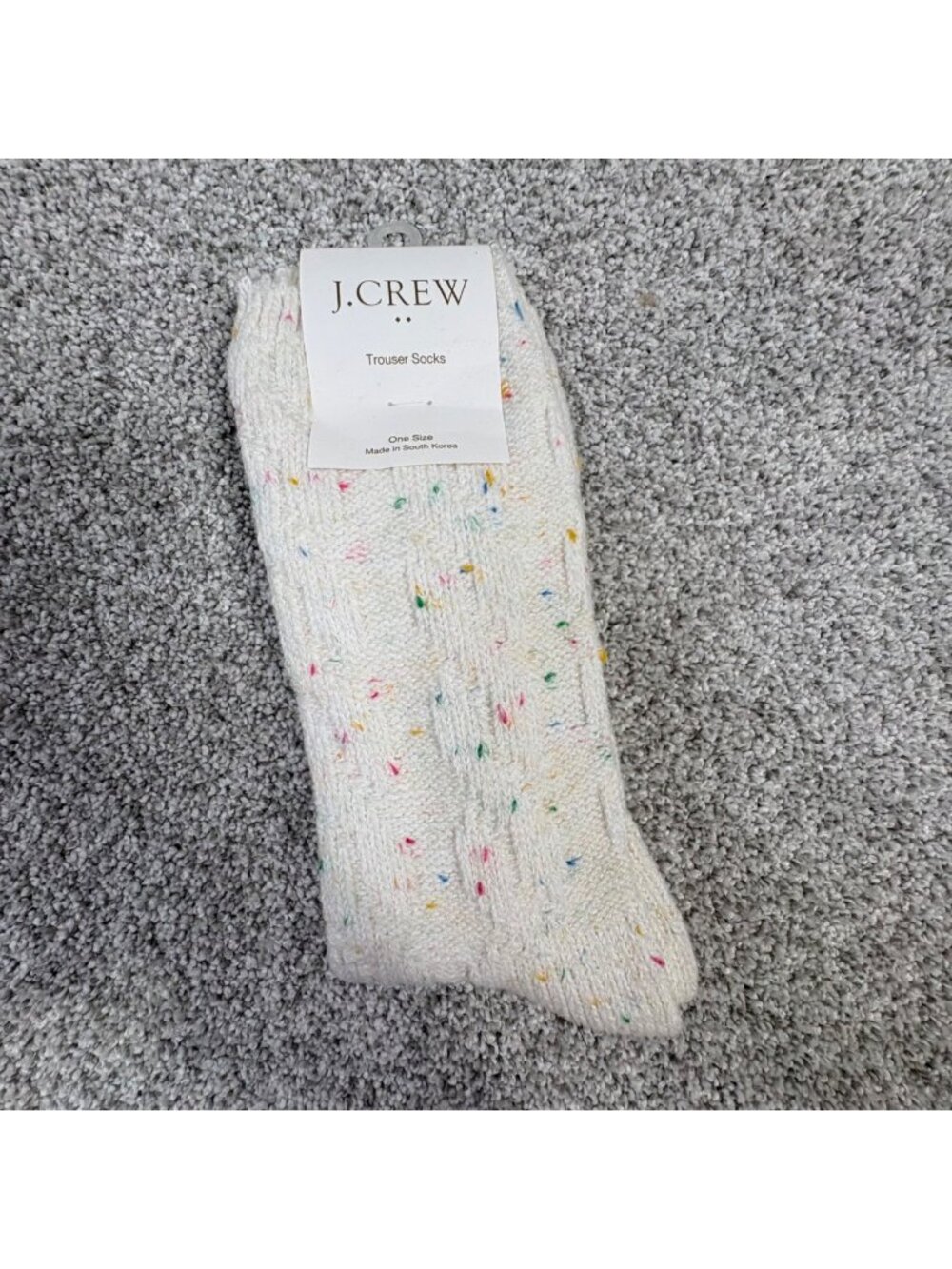 J.Crew White Speckled Trouser Socks One Size Polyester Blend